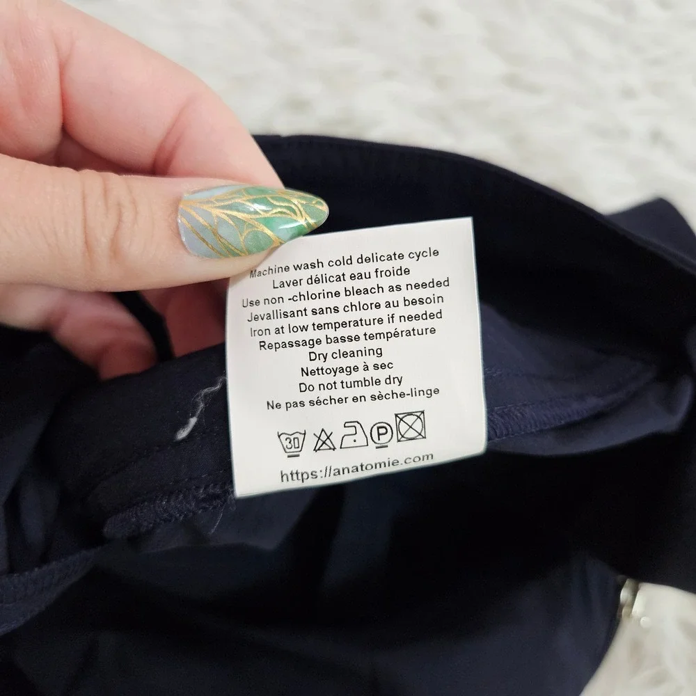 Anatomie Women Susan Skinny Ankle Pant Navy Blue Ankle Zip Lightweight Sz XL